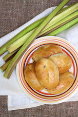 Sweet patties with rhubarb