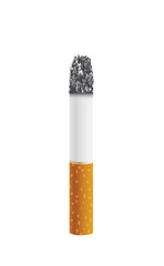 Burned a cigarette on a white background