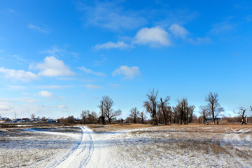 dirt road in the snow