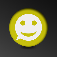merry face sign icon. Round button speech bubble.
