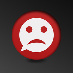 Sad face icon. Sadness depression chat symbol.