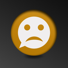 Sad face icon. Sadness depression chat symbol.
