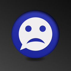 Sad face icon. Sadness depression chat symbol.