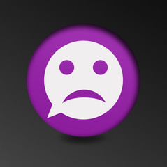 Sad face icon. Sadness depression chat symbol.