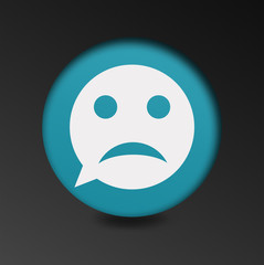 Sad face icon. Sadness depression chat symbol.