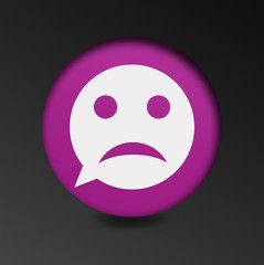 Sad face icon. Sadness depression chat symbol.