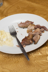 half finished food on the table