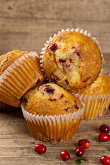 Freshly baked cranberry muffins