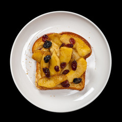 French toast with caramelized apples for breakfast.
