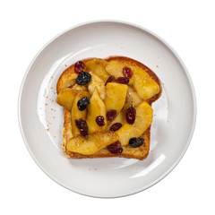 French toast with caramelized apples for breakfast.