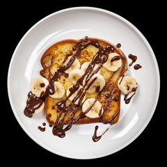 French Toast with Bananas and Chocolate sauce