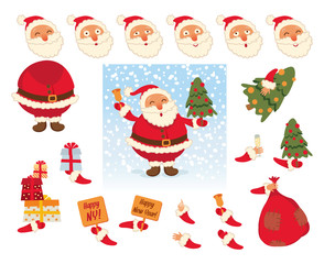 Santa Claus. Face and body elements