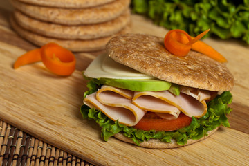 Whole Wheat Thin Sandwich Roll. Selective focus.
