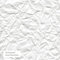 Crumpled white paper. Vector illustration. Trace