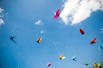 Origami cranes - Stock Image