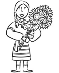 Ukrainian Girl With Sunflowers