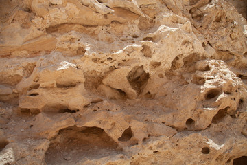 Part of the limestone wall with traces of weathering