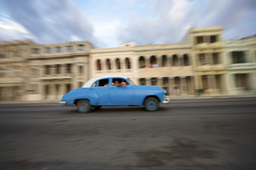 Vintage Blue American Car Taxi Havana Cuba