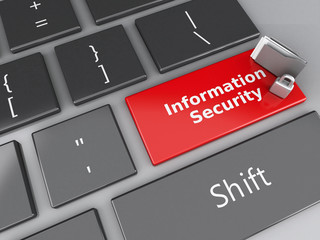 Fototapeta premium Padlock, folder and Information Security on computer keyboard.