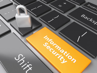 Fototapeta premium closed Padlock, folder and Information Security on computer keyb