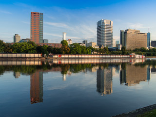 Obraz na płótnie Canvas Long ship on the River Main in Frankfurt, Germany