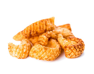 traditional Thailand spicy snack food, squid chips, closeup