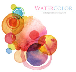 Abstract circle acrylic and watercolor painted background.