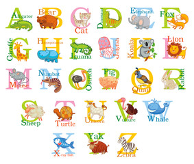 Obraz premium Cute animal alphabet