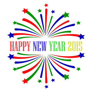 brightly colorful firework happy new year vector