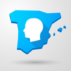 Spain map icon with a male head