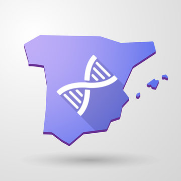 Spain map icon with a DNA sign