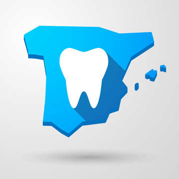 Spain map icon with a tooth