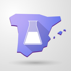 Spain map icon with a chemical test tube