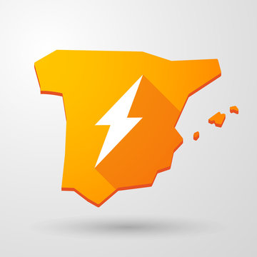 Spain map icon with a lightning