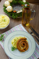 Christmas fried wine sausage