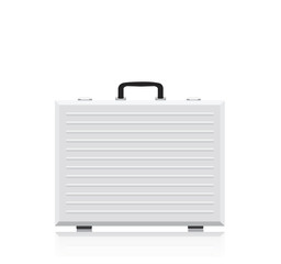 Silver briefcase on white background