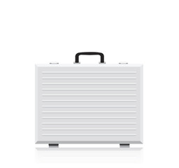 Silver briefcase on white background