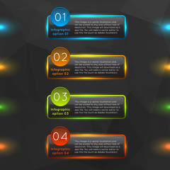 Glowing glass infographics options.