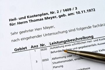 Heil- und Kostenplan, Zahnarzt, Zahnersatz, Krankenkasse