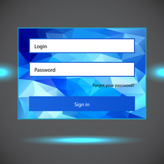 Polygonal blue login form.
