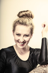 Fototapeta premium girl blonde woman in hair bun