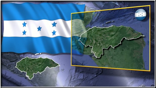 Honduras flag and map animation