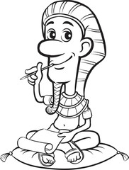 coloring book - pharaoh sitting writing a letter