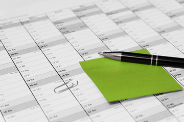 Terminkalender B&uuml;ro Klebezettel Anmerkung Gr&uuml;n Neutral