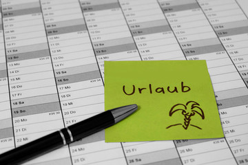 Terminkalender Büro Klebezettel Anmerkung Urlaub Palme