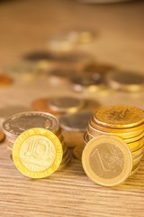 Old Coins stacked