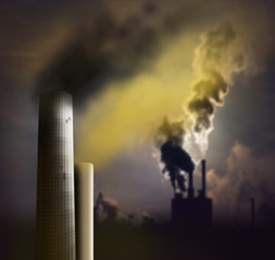 Pollution from chimney with smoke