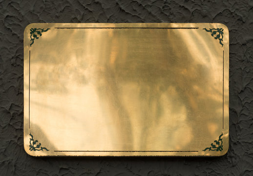 Shiny brass metal sign texture