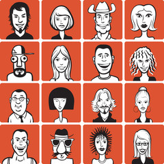 Doodle funny faces set