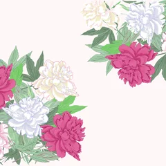 Tuinposter Background with bouquet  pink and white peonies © Natalia Piacheva